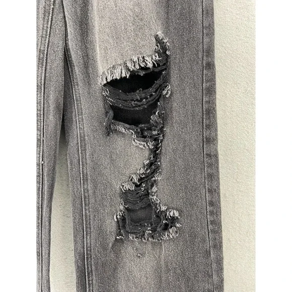 BP Jeans Women's Sz 24 Black Distressed Ripped‎ Wide Leg Pockets Low Rise NWT - Picture 2 of 13